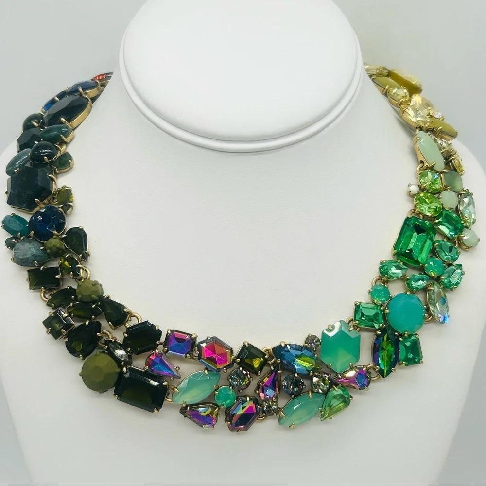 J. Crew Ombre Brulee Green Wreath Necklace